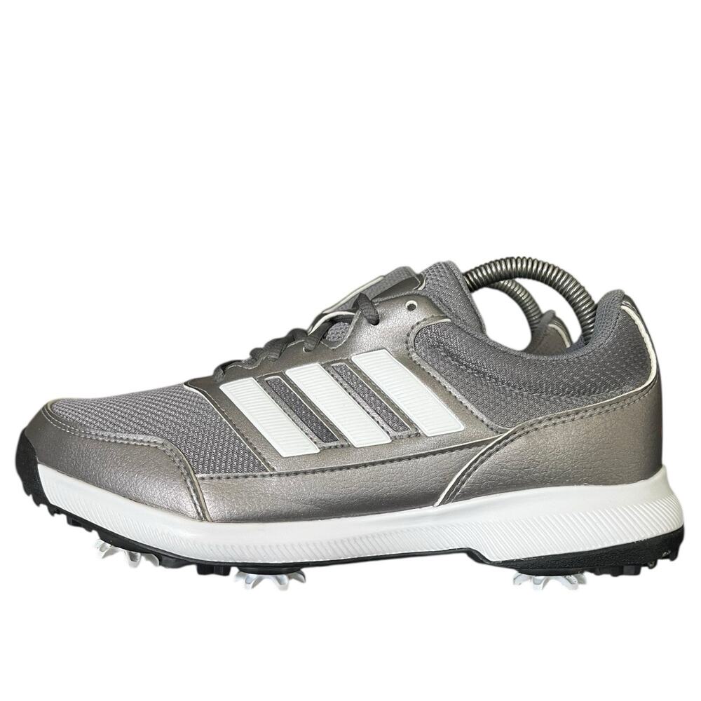 Adidas Tech Response Mens Golf Shoes Silver White Red Spiked Sneakers Low Top - Picture 3 of 5